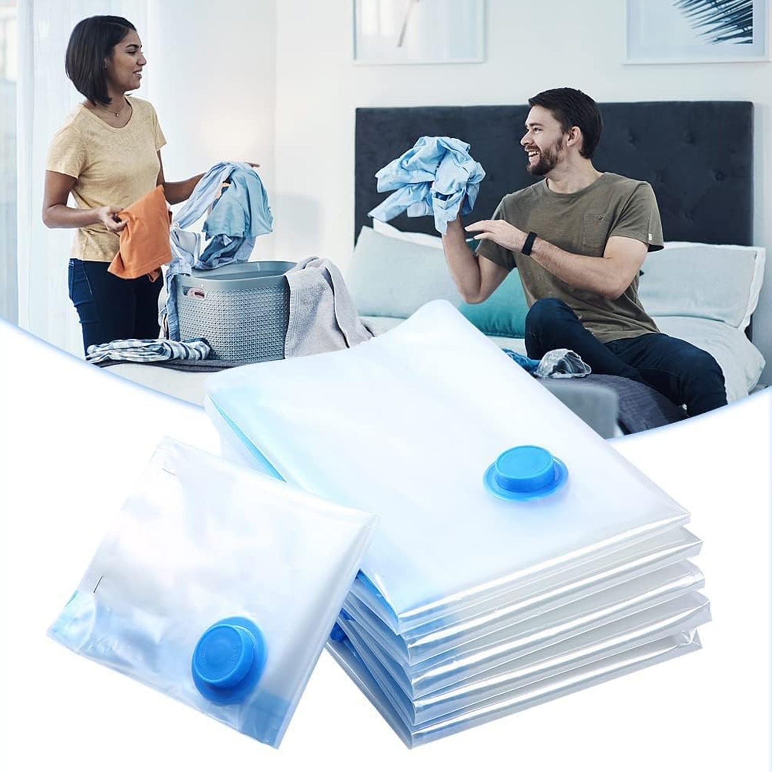 17826 Vacuum Storage Bags with Suction Pump & Shirt clips - Vacuum Bags - Big Capacity Vacuum Seal Bags for Travel Clothes Blankets Pillows, Compression Bags | Space Saver Vacuum Storage Bags (5 Pcs Set) 17826 Vacuum Storage Bags with Suction Pump & Shirt clips - Vacuum Bags - Big Capacity Vacuum Seal Bags for Travel Clothes Blankets Pillows, Compression Bags | Space Saver Vacuum Storage Bags (5 Pcs Set)